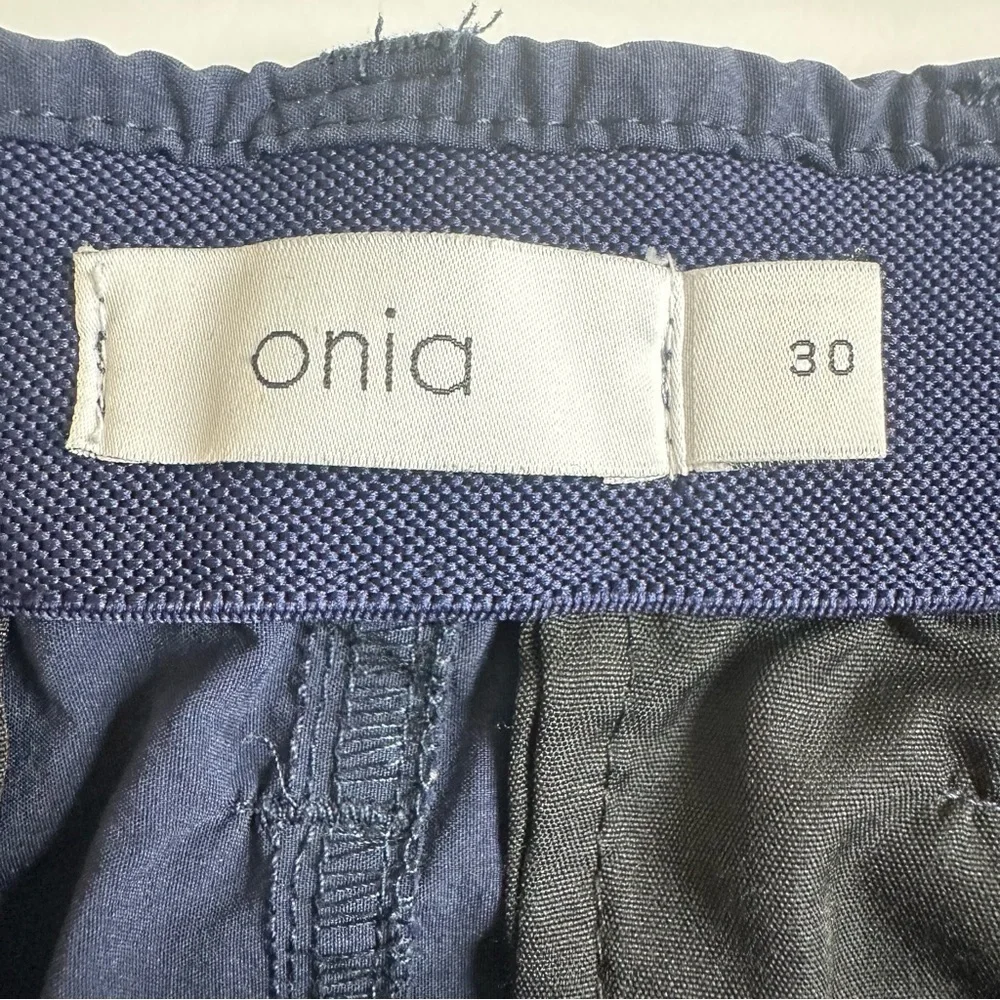 Onia 360 Tech Slim Fit Tapered Stretch Nylon Trousers Joggers Navy Blue Size 30